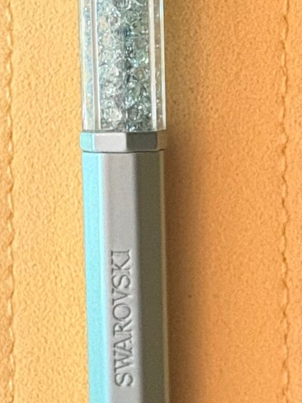 SWAROVSKI CRYSTAL CRYSTALLINE BLUE BP PEN NWT IN ORIGINAL BOX, SUEDE POUCH - Picture 6 of 6